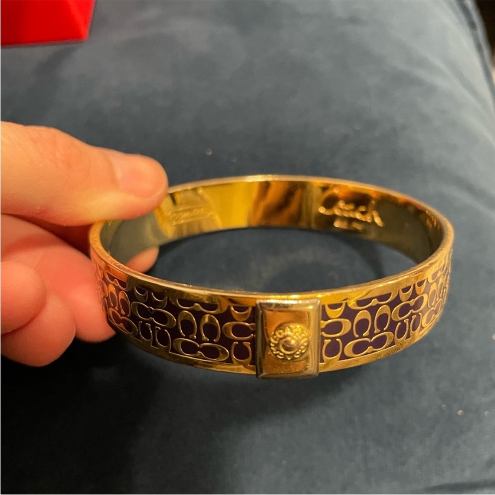 Coach Gold Bangles with Green and Purple Enamel - Picture 4 of 5